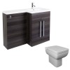 Calm Grey Right Hand Combination Vanity Unit Basin L Shape with Back to Wall Feel 600 Toilet & Soft Close Seat & Concealed Cistern - 1100mm