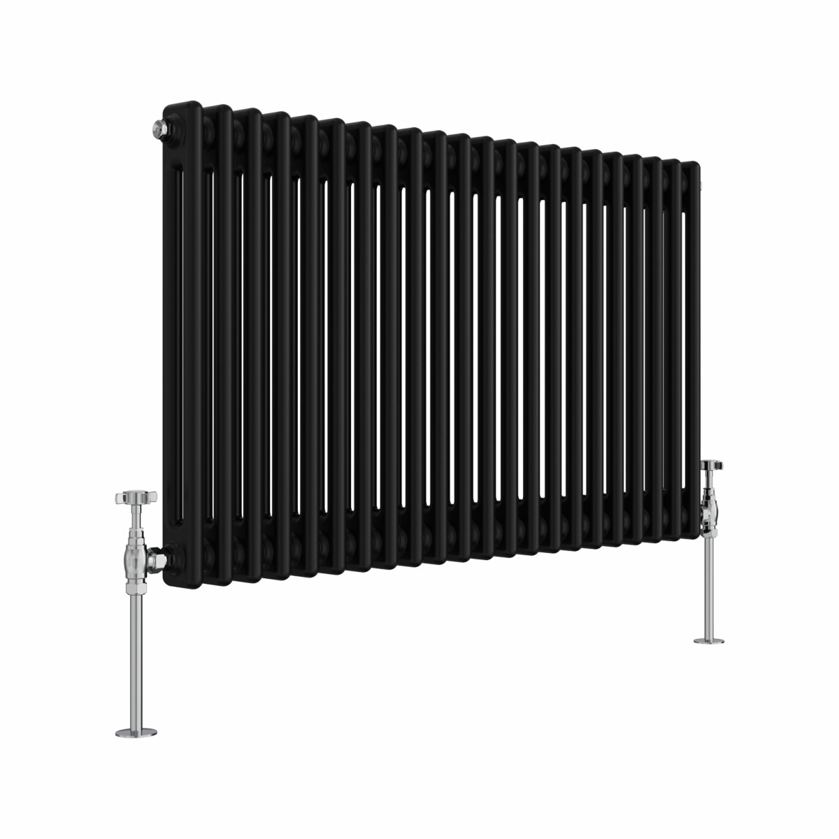 Bern 600 x 1010mm Black Double Column Horizontal Traditional Radiator