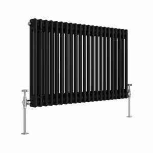 Bern 600 x 1010mm Black Double Column Horizontal Traditional Radiator