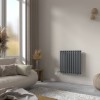Norden 600 x 591mm Anthracite Horizontal Oval Tube Wifi Electric Radiator - 600W