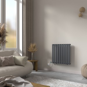 Norden 600 x 591mm Anthracite Horizontal Oval Tube Wifi Electric Radiator - 600W