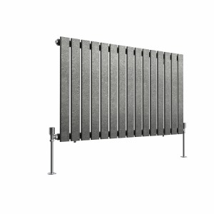 Karlstad 600 x 1022mm Black Silver Single Horizontal Flat Panel Designer Radiator