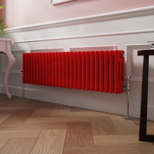 Bern 300 x 1190mm Traditional Signal Red Triple Horizontal Column Radiator