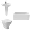 Fresh Curved Modern Bathroom Suite with Back to Wall Toilet and Essential Single Ended Bath - 1600 x 700mm - Front Bath Panel Included