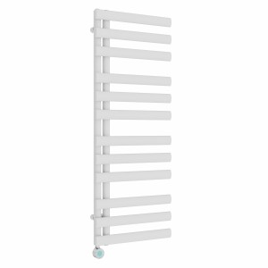 Kongsberg 1200 x 450mm White Thermostatic Touch Control Wifi Electric Towel Rail
