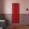Norden 1800 x 591mm Signal Red Single Oval Column Vertical Designer Radiator