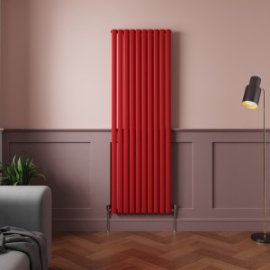 Norden 1800 x 591mm Signal Red Single Oval Column Vertical Designer Radiator