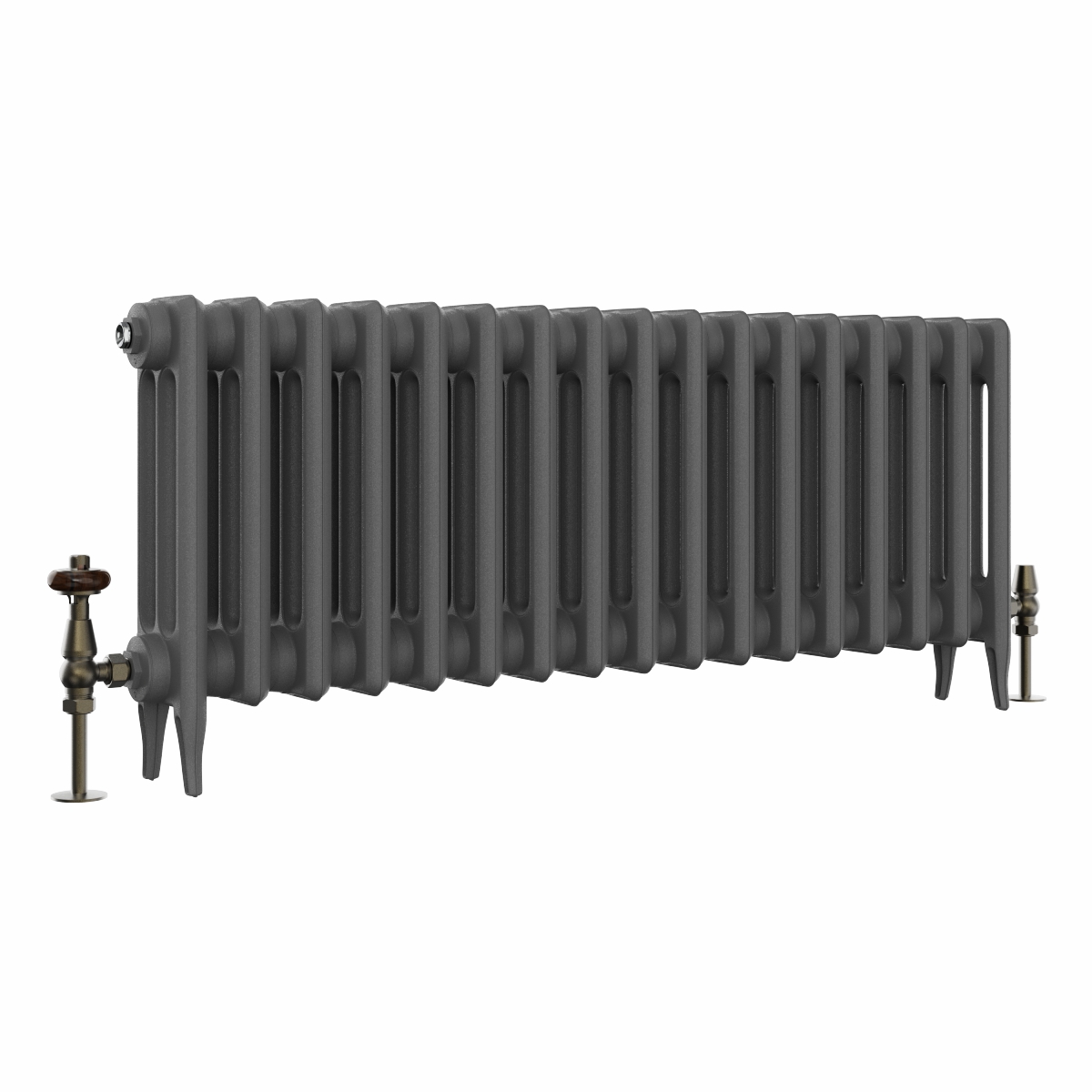 Classic  450 x 1088mm Farrow & Ball Railings Grey Triple Column Cast Iron Radiator - 17 Sections