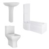 Feel Curved Modern Bathroom Suite with P-Shape Shower Bath - Left Hand - 1675mm