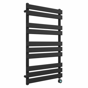 Juva 1000 x 600mm Satin Black Flat Panel Thermostatic Touch Control Wifi Electric Heated Towel Rail