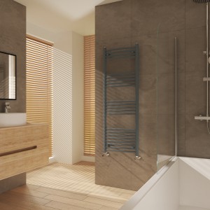 Fjord 1400 x 500mm Curved Anthracite Heated Towel Rail