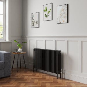 Bern 600 x 1010mm Black Four Column Horizontal Traditional Radiator