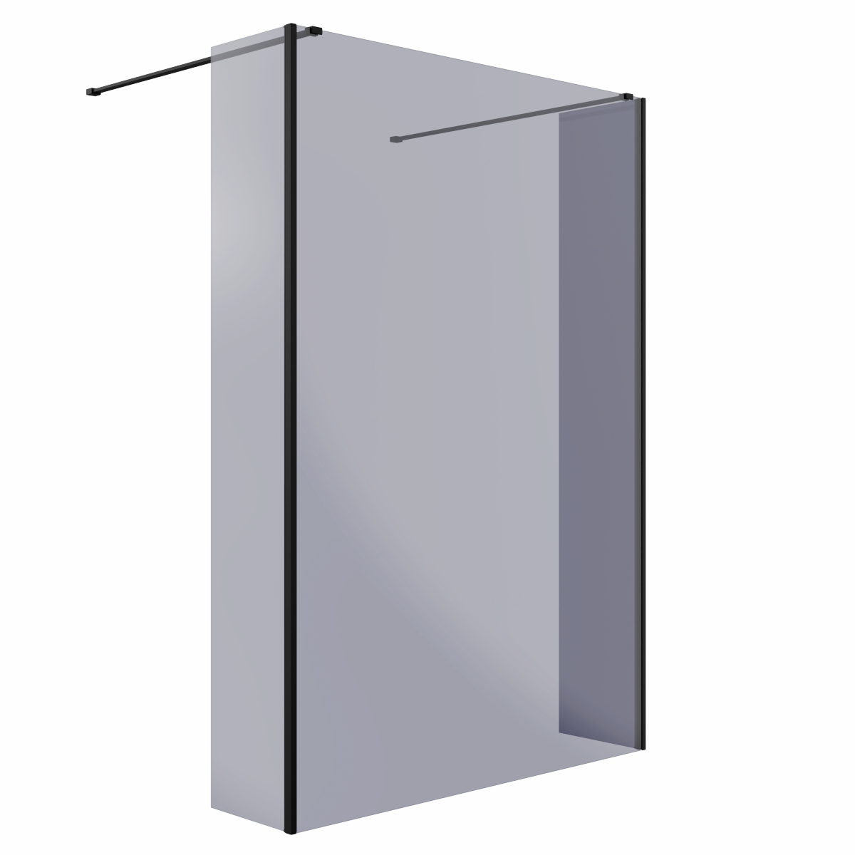 Wasdale 1400mm Black Smoked Walk Through Wet Room Screen with 300mm Hinged Return Screens