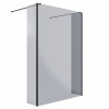 Wasdale 1400mm Black Smoked Walk Through Wet Room Screen with 300mm Hinged Return Screen