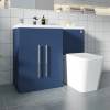 Calm Matt Blue Left Hand Combination Vanity Unit Basin L Shape with Back to Wall Cordoba Square Toilet & Soft Close Seat & Concealed Cistern - 1100mm