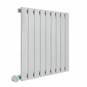 Karlstad 600 x 614mm Chrome Flat Panel Horizontal Wifi Electric Radiator - 600W
