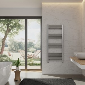 Bergen 1400 x 600mm Straight Chrome Heated Towel Rail