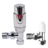 Designer Radiator 15mm Thermostatic Manual White & Chrome Angled Valve Pack