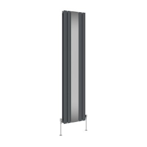 Karlstad 1800 x 417mm Anthracite Mirror Double Vertical Flat Panel Designer Radiator