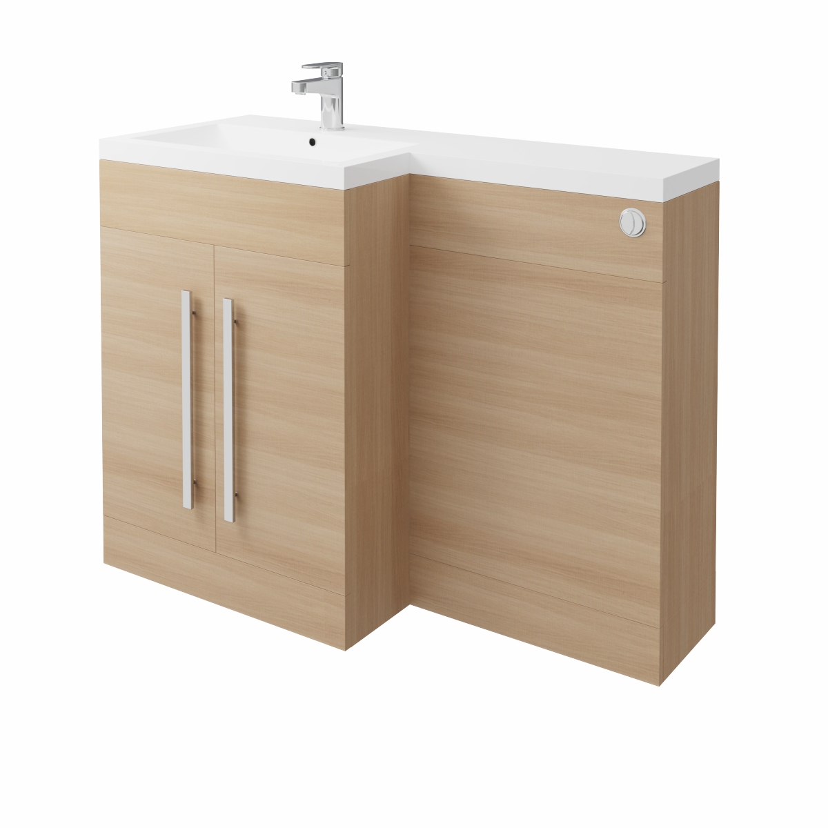 Calm Light Oak Left Hand Combination Vanity Unit Set with Concealed Cistern (No Toilet)