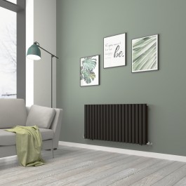 Black Modern Designer Horizontal Column Double Radiator 600 x 1181mm ...