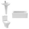 Fresh Curved Modern Bathroom Suite with Close Coupled Toilet and Essential Single Ended Bath - 1600 x 700mm - Front Bath Panel Included