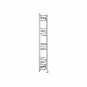 Fjord 1400 x 300mm Curved Chrome Thermostatic Touch Control Electric Heated Towel Rail