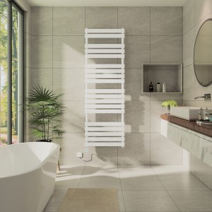Juva 1800 x 600mm White Flat Panel Thermostatic Touch Control Electric Heated Towel Rail
