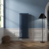 Bern 1500 x 560mm Sapphire Blue Triple Column Vertical Traditional Radiator