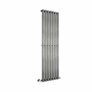 Lulea 1600 x 480mm Black Silver Single Vertical Flat Panel Designer Radiator