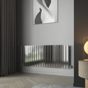 Karlstad 600 x 1430mm Chrome Single Horizontal Flat Panel Designer Radiator