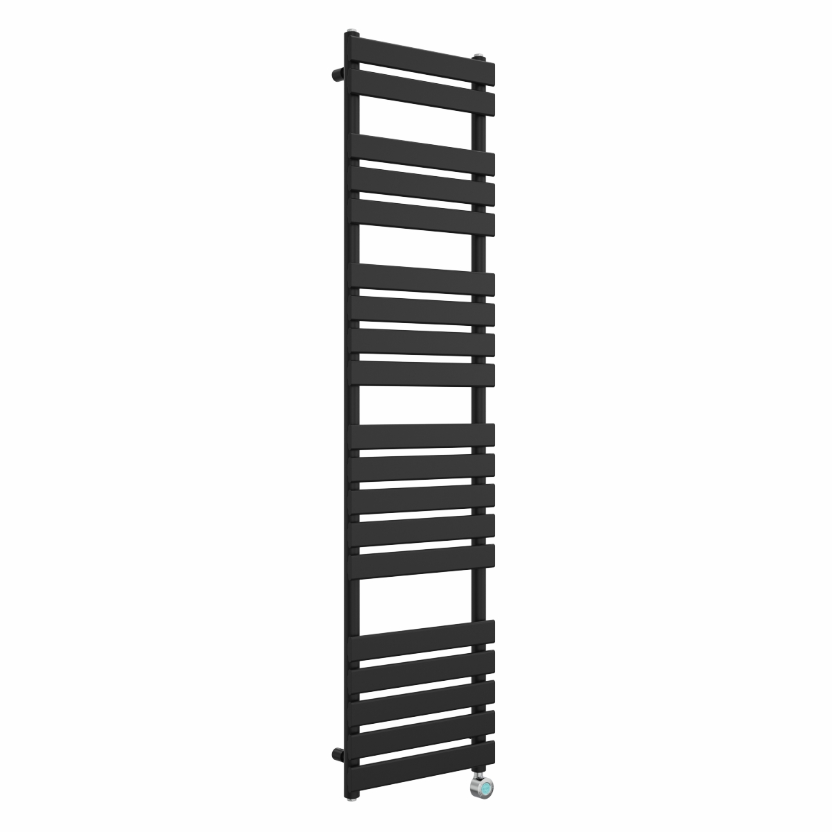 Juva 1800 x 450mm Satin Black Flat Panel Thermostatic Touch Control Electric Heated Towel Rail