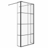 Wasdale 900mm Black Grid Walk Through Wet Room Screen with 215mm Hinged Return Screen
