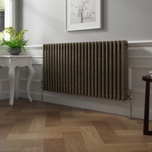 Bern 600 x 1190mm Black Gold Triple Column Horizontal Traditional Radiator