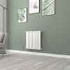 Norden 600 x 591mm White Double Horizontal Oval Tube Designer Radiator