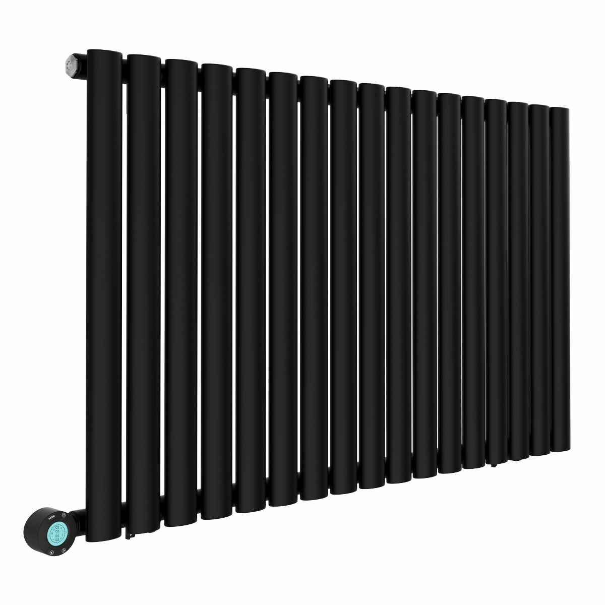 Norden 600 x 1004mm Black Horizontal Oval Tube Wifi Electric Radiator - 800W