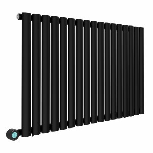 Norden 600 x 1004mm Black Horizontal Oval Tube Wifi Electric Radiator - 800W
