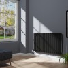 Karlstad 600 x 1022mm Black Flat Panel Horizontal Wifi Electric Radiator - 1000W