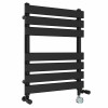Juva 650 x 500mm Dual Fuel Satin Black Flat Panel Thermostatic Touch Control Wifi Electric Heated Towel Rail