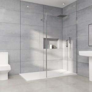 Wasdale 1200mm Wet Room Screen with 300mm Hinged Wet Room Return Screen - Chrome