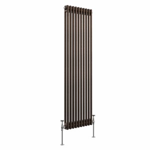 Bern 1500 x 470mm Black Copper Double Column Vertical Traditional Radiator