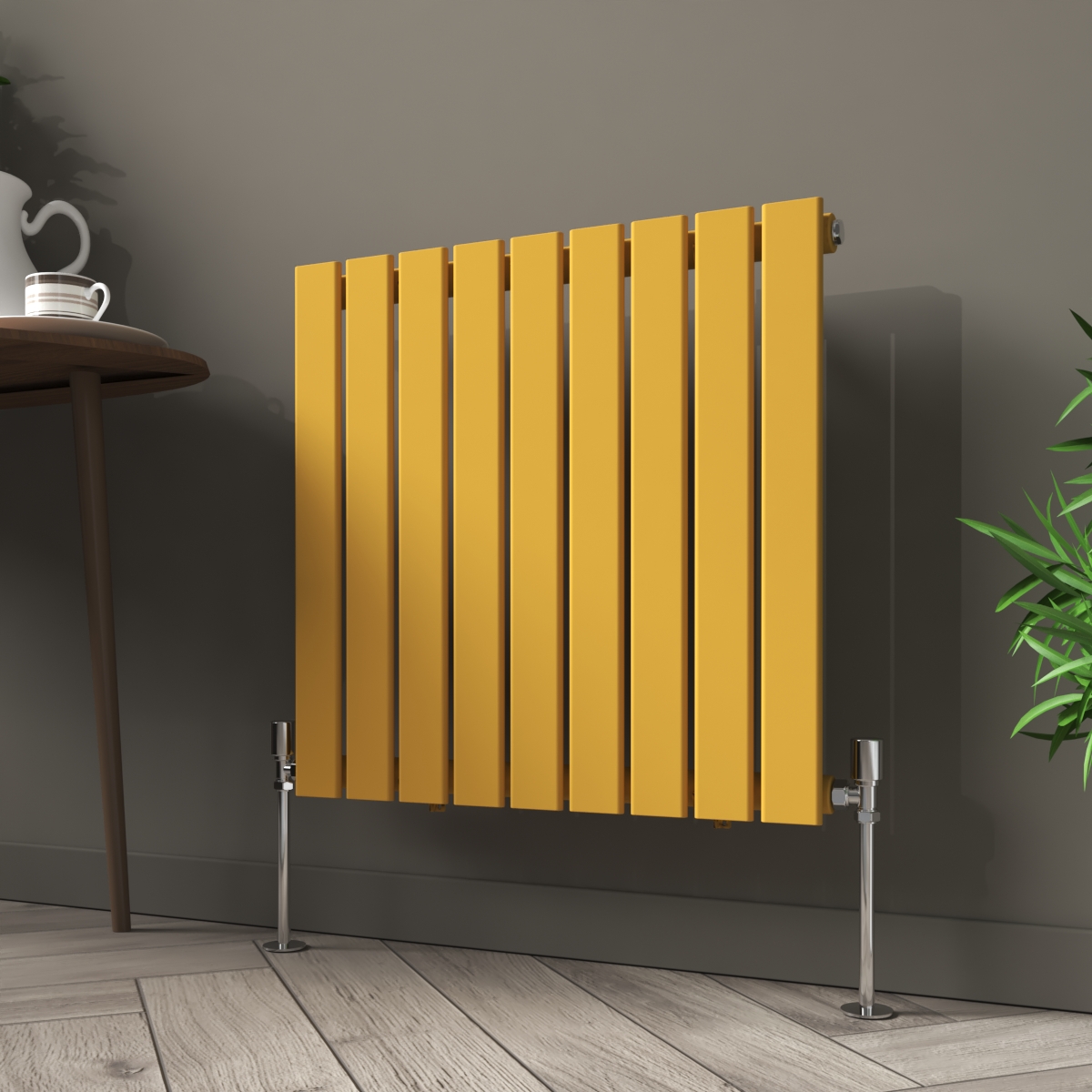 Karlstad 600 x 614mm Zinc Yellow Single Horizontal Flat Panel Designer Radiator