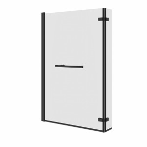 Borrowdale - 1400mm L Shape Bath Screen with Hinged Return and Towel Rail - Black