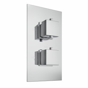 Beauly Twin Square Handle Concealed Valve with Diverter, 2 Outlet Chrome