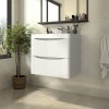 Avon Gloss White Wall Hung Basin Drawer Vanity Unit - 600mm