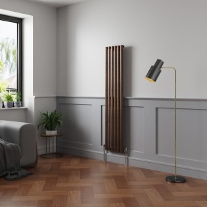 Norden 1600 x 355mm Black Copper Single Vertical Oval Column Designer Radiator