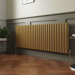 Norden 600 x 1594mm Metallic Gold Double Oval Column Horizontal Designer Radiator