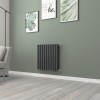 Norden 600 x 591mm Anthracite Double Horizontal Oval Tube Designer Radiator