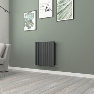 Norden 600 x 591mm Anthracite Double Horizontal Oval Tube Designer Radiator