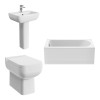 Feel 600 Modern Bathroom Suite with Back to Wall Toilet and Essential Single Ended Bath - 1500 x 700mm - Front Bath Panel Included